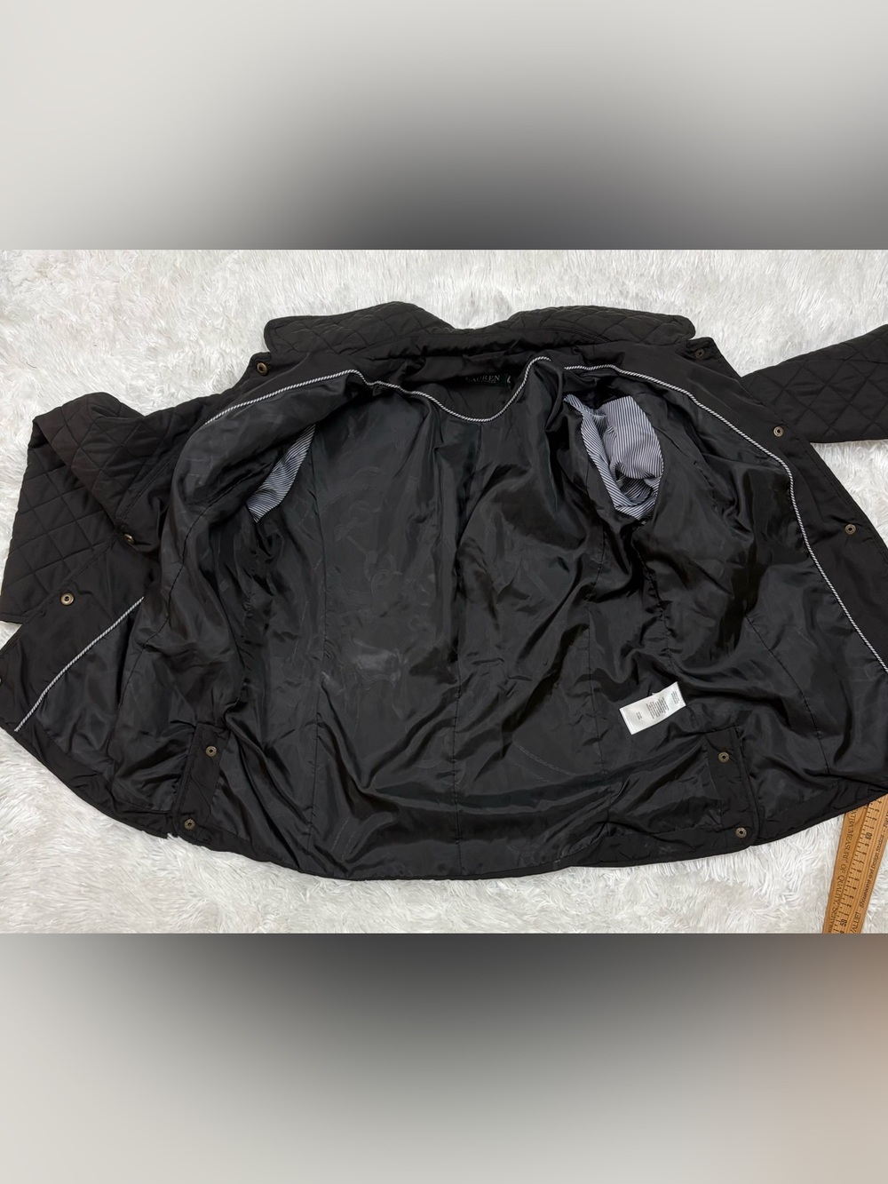 Ralph Lauren Black Quilted Puffer Jacket with Gold-Tone Snaps - Picture 7 of 10